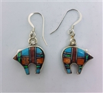 Dual Inlay Multistone Bear Earrings