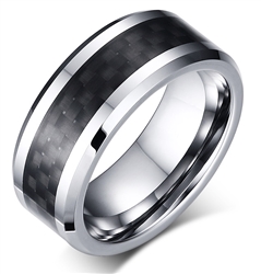 Tungsten Black Carbon Fiber Ring