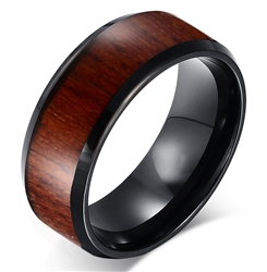 Tungsten Carbide Black Wood Ring