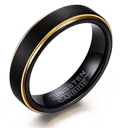 Tungsten Carbide Black and Gold Ring