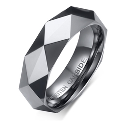 Tungsten Faceted Ring