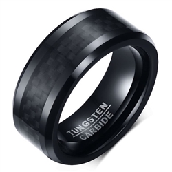 Tungsten Black Carbon Fiber Ring
