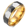 Tungsten Faceted Gold Ring