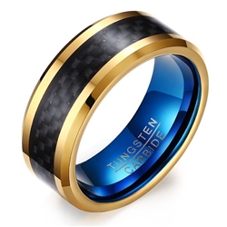 Tungsten Gold Black & Blue Ring