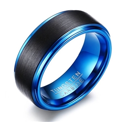 Tungsten Carbide Black and Blue Ring