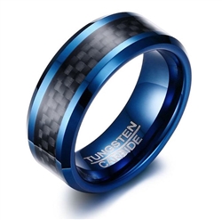 Tungsten Carbide Blue Carbon Fiber Ring