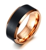 Tungsten Rose Gold Black Ring