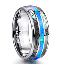 Tungsten Opal Abalone Ring