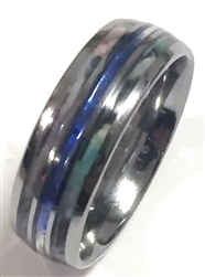 Tungsten Carbide Opal & Shell Inlay Ring