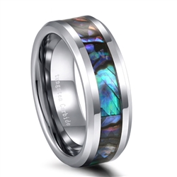 Tungsten Abalone Inlay Ring