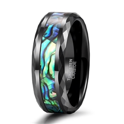 Tungsten Black Abalone Inlay Ring