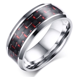 Stainless Steel Red Carbon Fiber