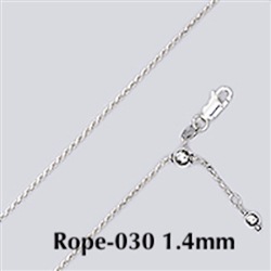 Adjustable Diamond Cut Rope-030 Chain 22"