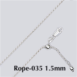 Adjustable Diamond Cut Rope-035 Chain 22"