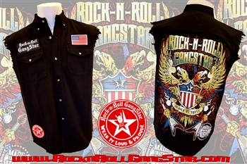 American Gothic V2 denim cut off sleeveless biker shirt Rock n Roll Heavy Metal clothing apparel accessories Rock n Roll GangStar