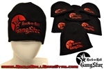 Stretch Beanie Black with large Red Rock n Roll GangStar logo Stocking Cap Winter Hat Rock and Roll Heavy Metal Biker clothing apparel accessories lifestyle Rock n Roll GangStar Apparel