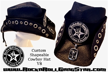 Custom Shapeable Cowboy Hat black version 8 Rock and Roll Heavy Metal hats accessories