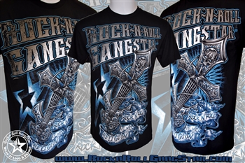 Guitar Cross V2 Rock n Roll Heavy Metal Mens T Shirt Rock n Roll GangStar