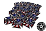 Red White & Blue Iron Cross embroidered iron on patches Rock n Roll Heavy Metal accessories Rock n Roll GangStar Rock and Roll Heavy Metal