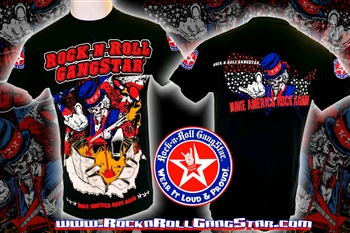 Uncle Sam Make America Rock Again! Rock n Roll Heavy Metal Mens T Shirt Rock n Roll GangStar
