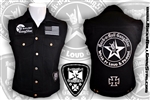 Wear It Loud & Proud! tm denim biker vest with custom patch work silver & black Rock n Roll Heavy Metal biker clothing shirt Rock n Roll GangStar