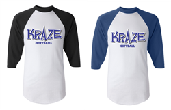 Kraze 2 Color Front White 3/4 Sleeve Raglan T-Shirt