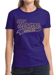 MTBA Purple T-Shirt Ladies Cut Glitter Front Baseball Mom