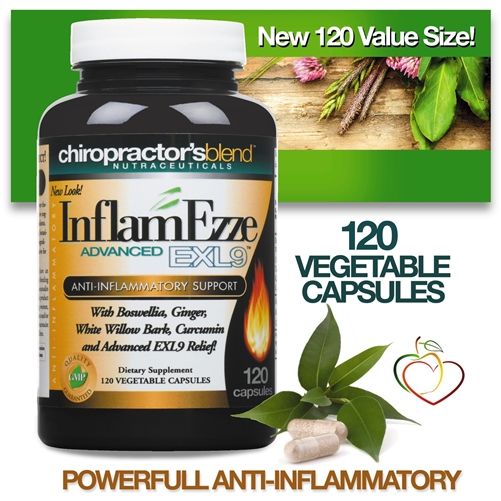 <strong>NEW 120 COUNT - InflamEzze - Anti-Inflammatory Advanced EXL9</strong><br>The Natural Inflammation Reducer</strong>