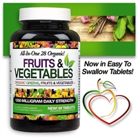 <strong>New Look!  ALL IN ONE! Pure Organic Greens - Fruits & Vegetable Caps</strong><br>28 Organic Superfoods - 30 Day Serving