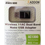 Addon Wireless AC Dual Band 1300Mbps Nano USB Adapter (AWU-G30)