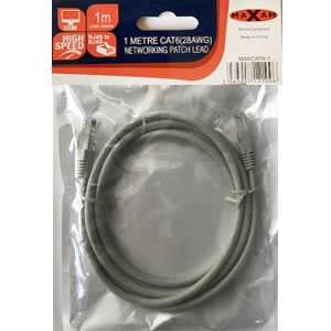 MAXAM 1M Network CAT6 (28AWG) Moulded Patch Lead