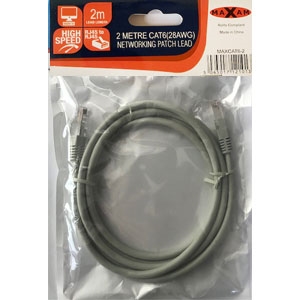 MAXAM 2M Network CAT6 (28AWG) Moulded Patch Lead