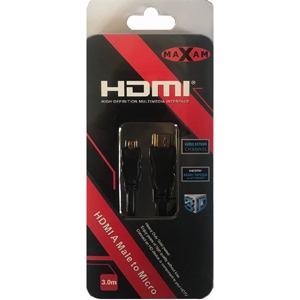 MAXAM HDMI - Micro HDMI M-M Gold 3m Retail