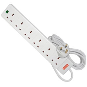 6 gang 13A Extension Lead with Surge Protection, 2.0m