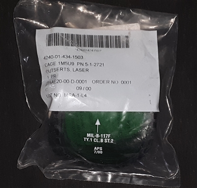 M40 Gas Mask Green Laser Lens Outserts NSN: 4240-01-434-1503
P/N: 5-1-2721