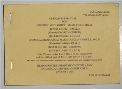 M40 Gas Mask Operator Manual