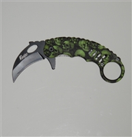 Karambit Assisted Opening Knife - Green Skulls