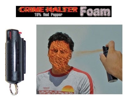 Crime Halter 15% Pepper Foam, keychain - 1/2 oz. Hard Shell