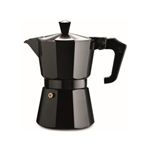 PEZZETTI ITALEXPRESS   ALUMINIUM MOKA POT   3 CUP BLACK ENAMEL