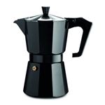 PEZZETTI ITALEXPRESS   ALUMINIUM MOKA POT   6 CUP BLACK ENAMEL