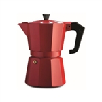 PEZZETTI ITALEXPRESS   ALUMINIUM MOKA POT   3 CUP RED ENAMEL