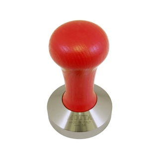 WOODEN COFFEE TAMPER WITH RED HANDLE 58MM