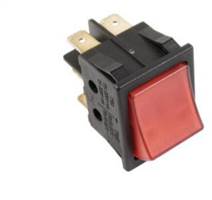 UNIC   RED ROCKER SWITCH WITH 6 TERMINALS