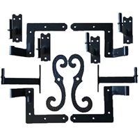 Steel Shutter Hinges Stone 4-1/4" Offset (Set of 4) with Steel Shutter Dog Stays for Shutter Pair less than 48" Tall
