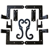 Steel Shutter Hinges Siding 1 1/4" Offset (Set of 4) with Steel Shutter Dog Stays for Shutter Pair less than 48" Tall