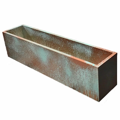 33.5"L x 8"H x 7.25"W PVC Liner with Metal Effects Tarnished Copper Coating For Flowers