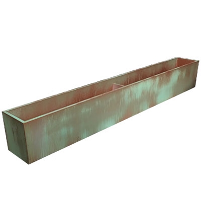 51.5"L x 8"H x 7.25"W PVC Liner with Metal Effects Tarnished Copper Coating For Flowers