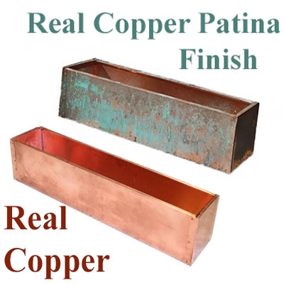39.5"L x 8"H x 7.25"W Real Copper Window Box Liner