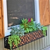 78" Nottingham Aluminum Window Box With Ornamental Wrought Iron X-Pattern And Flower