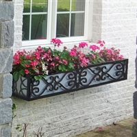 78" Savannah Wrought Iron Window Box With Ornamental Scroll Work